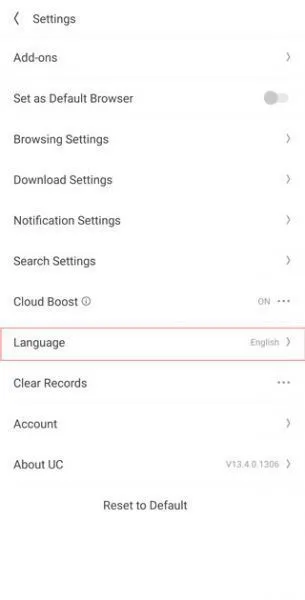 UC浏览器国际版app中文设置