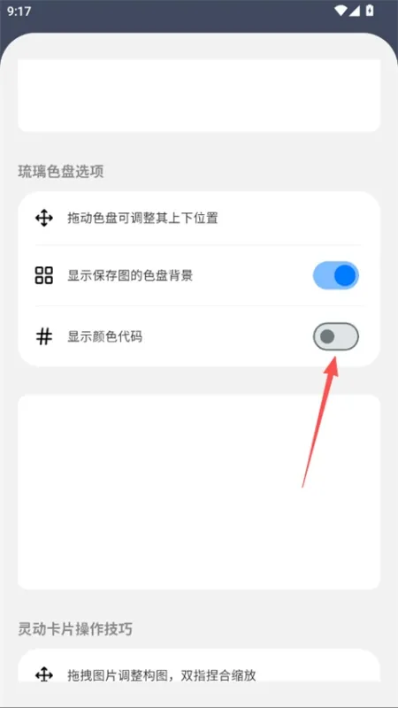 PhotoColors App 如何开启颜色代码显示